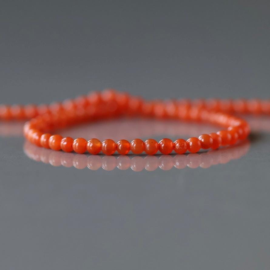 2.5mm Carnelian Beads – Tiny Smooth Round Natural Gemstone 15" Strand