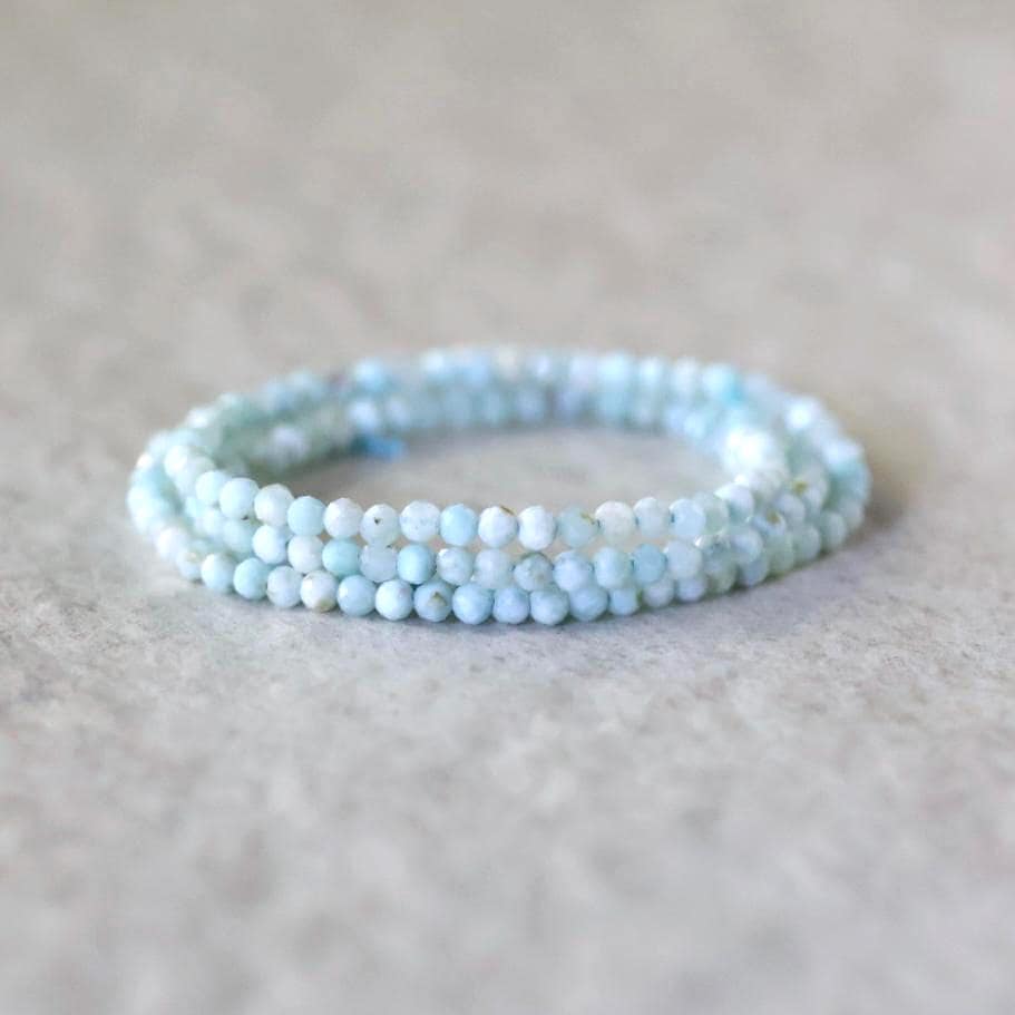 2.5mm Dominican Larimar Beads - Tiny Faceted Round Natural Gemstone 15" Strand