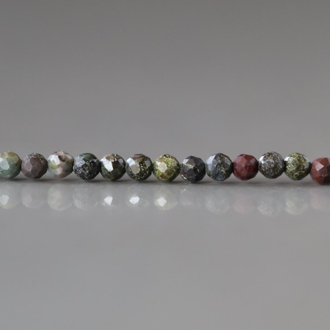 2.5mm Dragon Blood Jasper Beads – Tiny Faceted Round Natural Gemstone 15" Strand