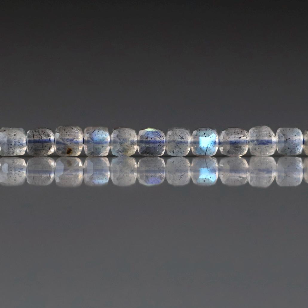 2.5mm Labradorite Beads – Tiny Faceted Cube Natural Gemstone 15" Strand
