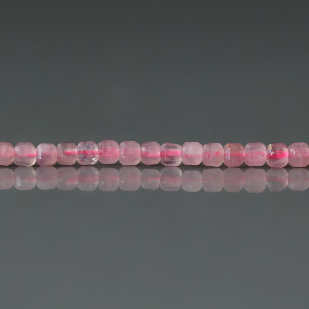 2.5mm Madagascar Rose Quartz Beads - Tiny Cube Natural Gemstone 7" Strand