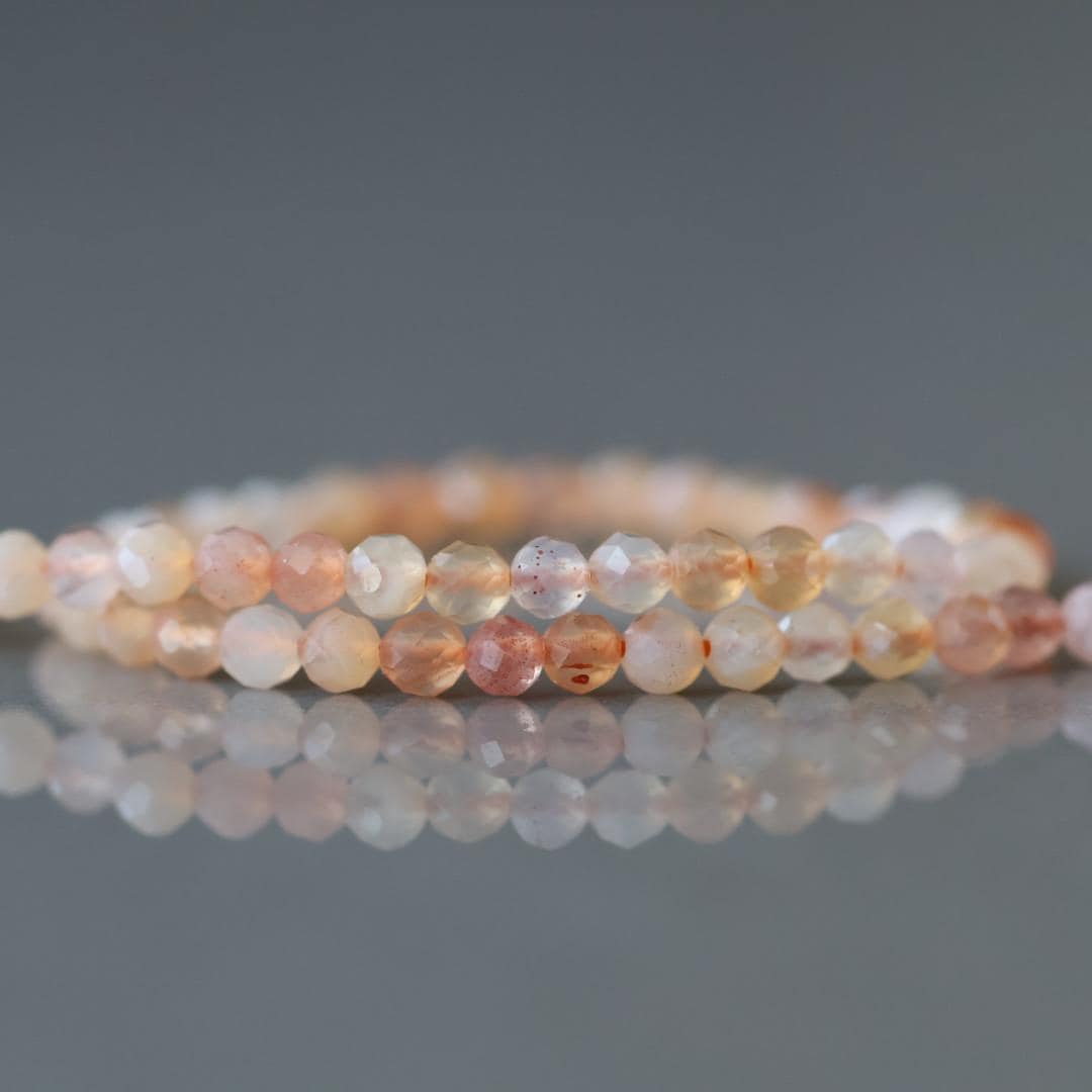 2.5mm Orange Botswana Agate Beads – Tiny Faceted Round Natural Gemstone 15" Strand
