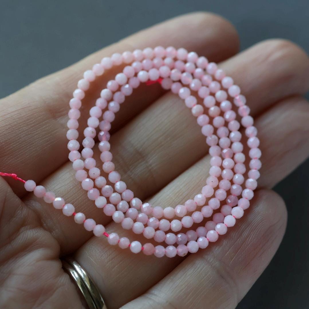 2.5mm Peruvian Pink Opal Beads – Tiny Smooth Round Natural Gemstone 15" Strand