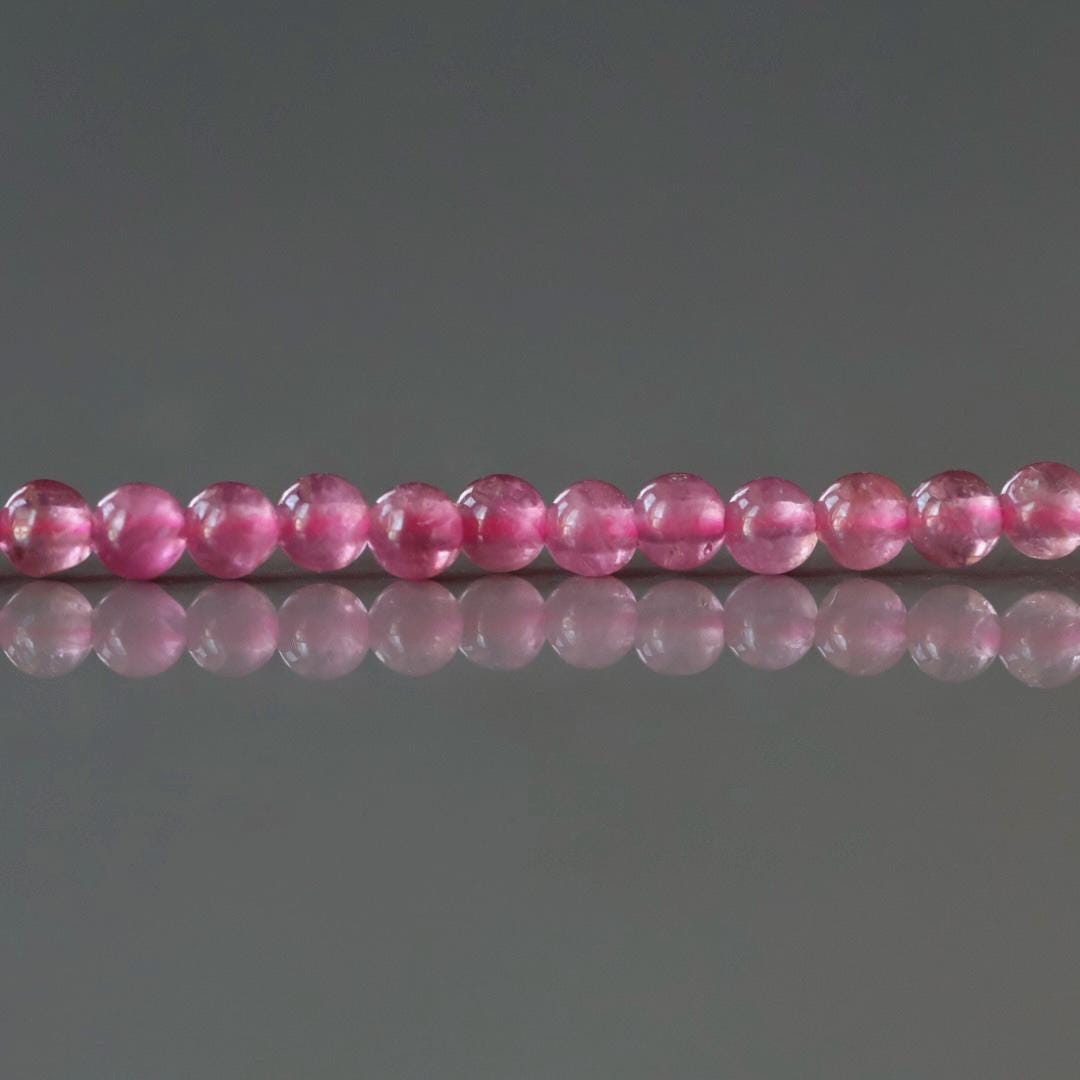 2.5mm Pink Tourmaline Beads – Tiny Smooth Round Natural Gemstone 15" Strand