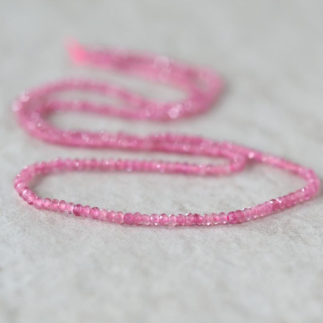 2.5mm Pink Tourmaline Smooth Beads 15" Transparent Gemstone Beads for Jewelry Making Beading Gift for Crafters October Birthstone