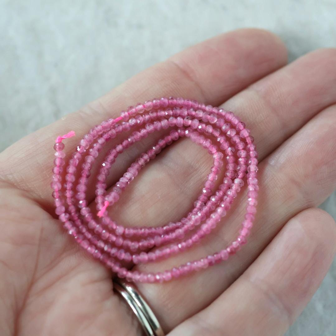 2.5mm Pink Tourmaline Smooth Beads 15" Transparent Gemstone Beads for Jewelry Making Beading Gift for Crafters October Birthstone