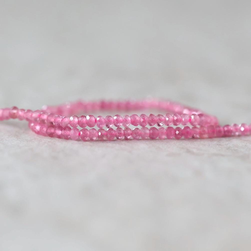 2.5mm Pink Tourmaline Smooth Beads 15" Transparent Gemstone Beads for Jewelry Making Beading Gift for Crafters October Birthstone