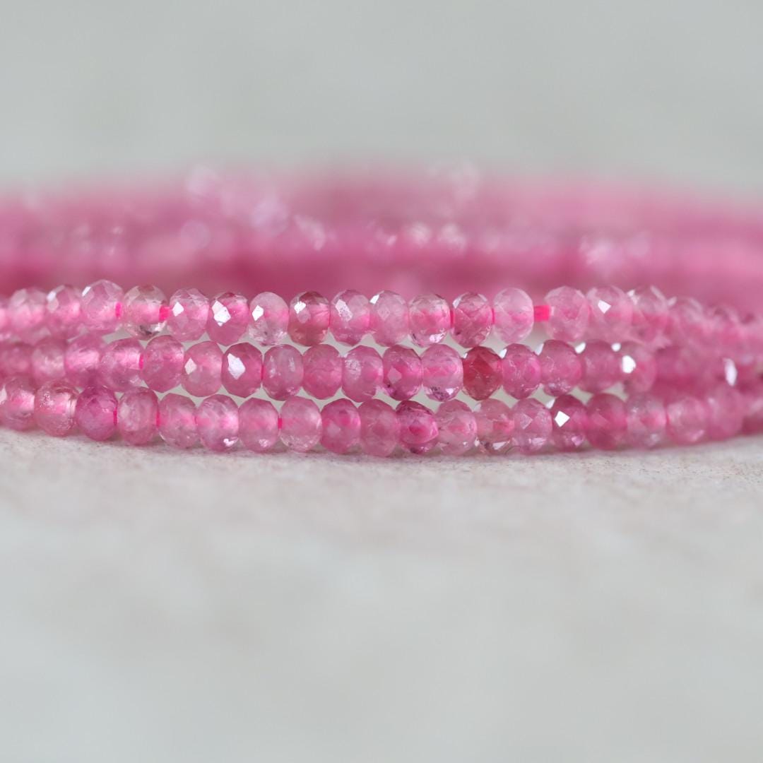 2.5mm Pink Tourmaline Smooth Beads 15" Transparent Gemstone Beads for Jewelry Making Beading Gift for Crafters October Birthstone
