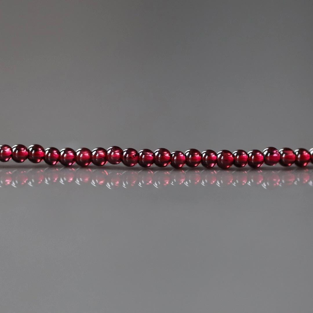 2.5mm Pyrope Garnet Beads – Tiny Smooth Round Natural Gemstone 15" Strand