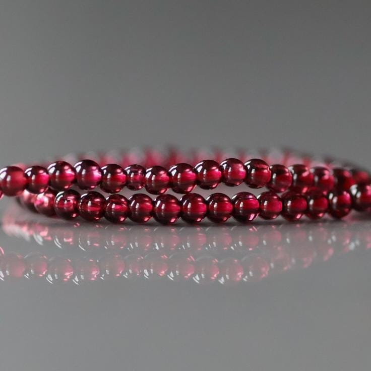 2.5mm Pyrope Garnet Beads – Tiny Smooth Round Natural Gemstone 15" Strand