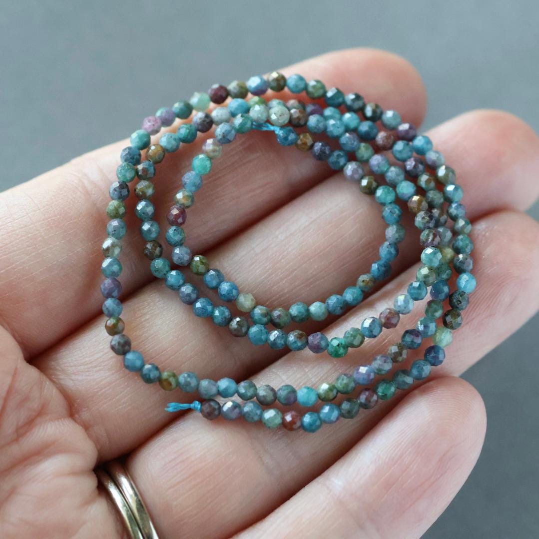 2.5mm Ruby in Kyanite Beads - Tiny Faceted Round Natural Gemstone 15" Strand