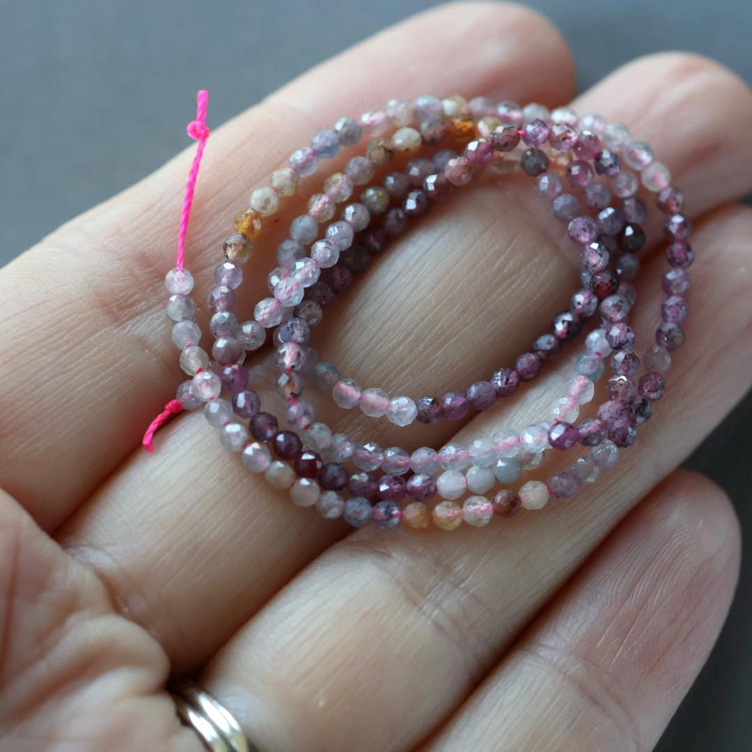 2.5mm Ruby Yellow Sapphire Beads – Tiny Faceted Round Natural Gemstone 15" Strand
