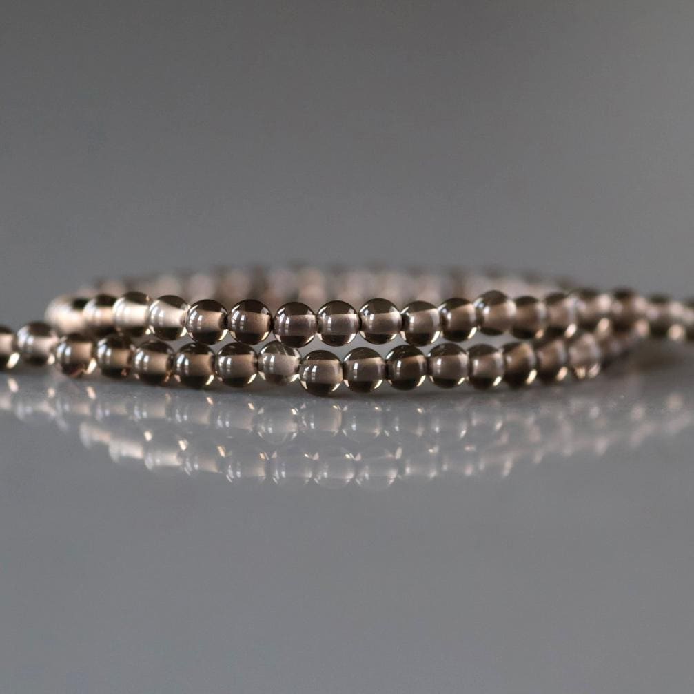 2.5mm Smoky Quartz Beads – Tiny Smooth Round Natural Gemstone 15" Strand