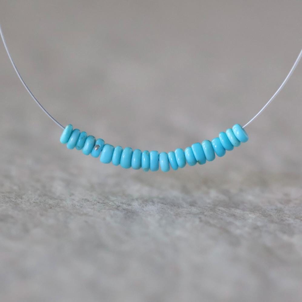 2.5mm Tiny Natural Sleeping Beauty Turquoise Rondelle Beads Smooth 1” Gemstone Beads DIY Jewelry Making December Birthstone