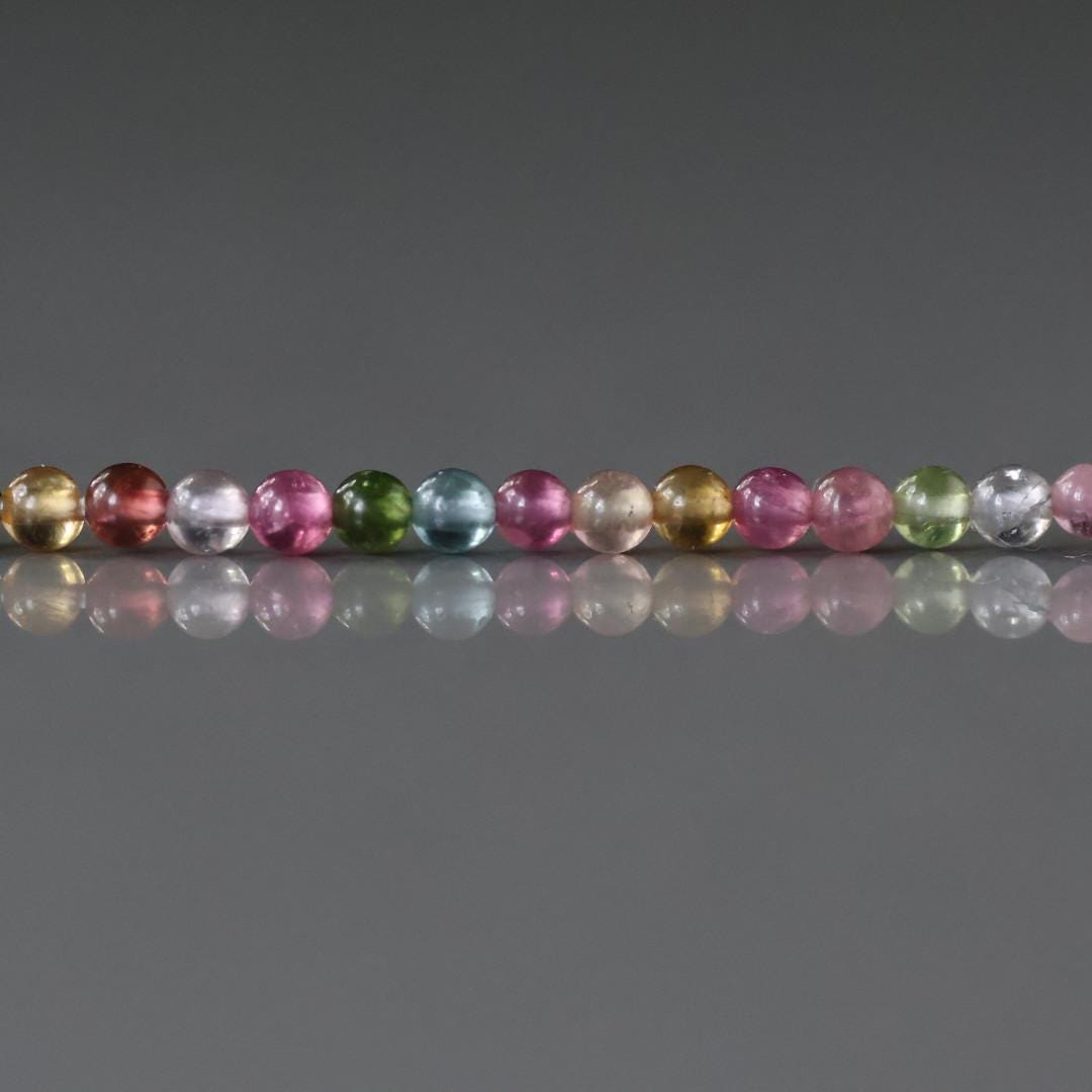 2.5mm Watermelon Tourmaline Beads - Tiny Smooth Round Natural Gemstone 7" Strand