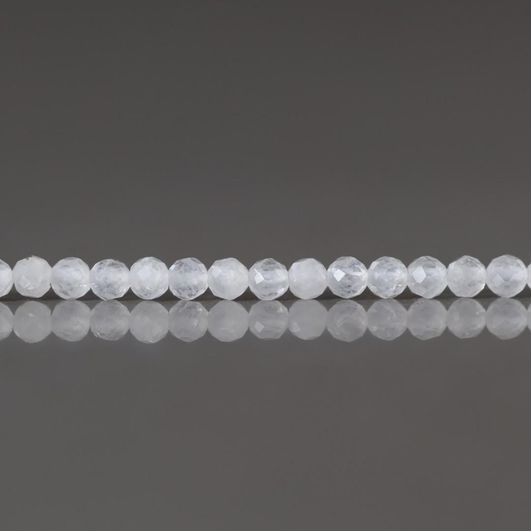 2.5mm White Jade Beads - Tiny Faceted Round Natural Gemstone 15" Strand