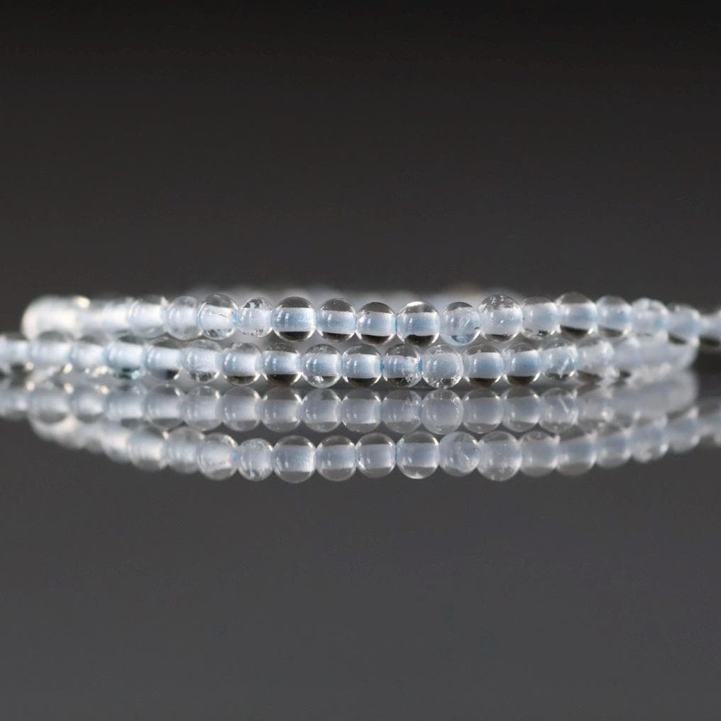 2.5mm White Topaz Beads – Tiny Smooth Round Natural Gemstone 15" Strand