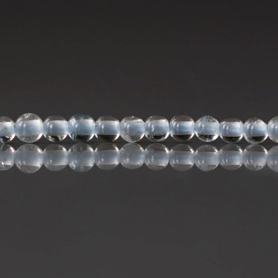 2.5mm White Topaz Beads – Tiny Smooth Round Natural Gemstone 15" Strand