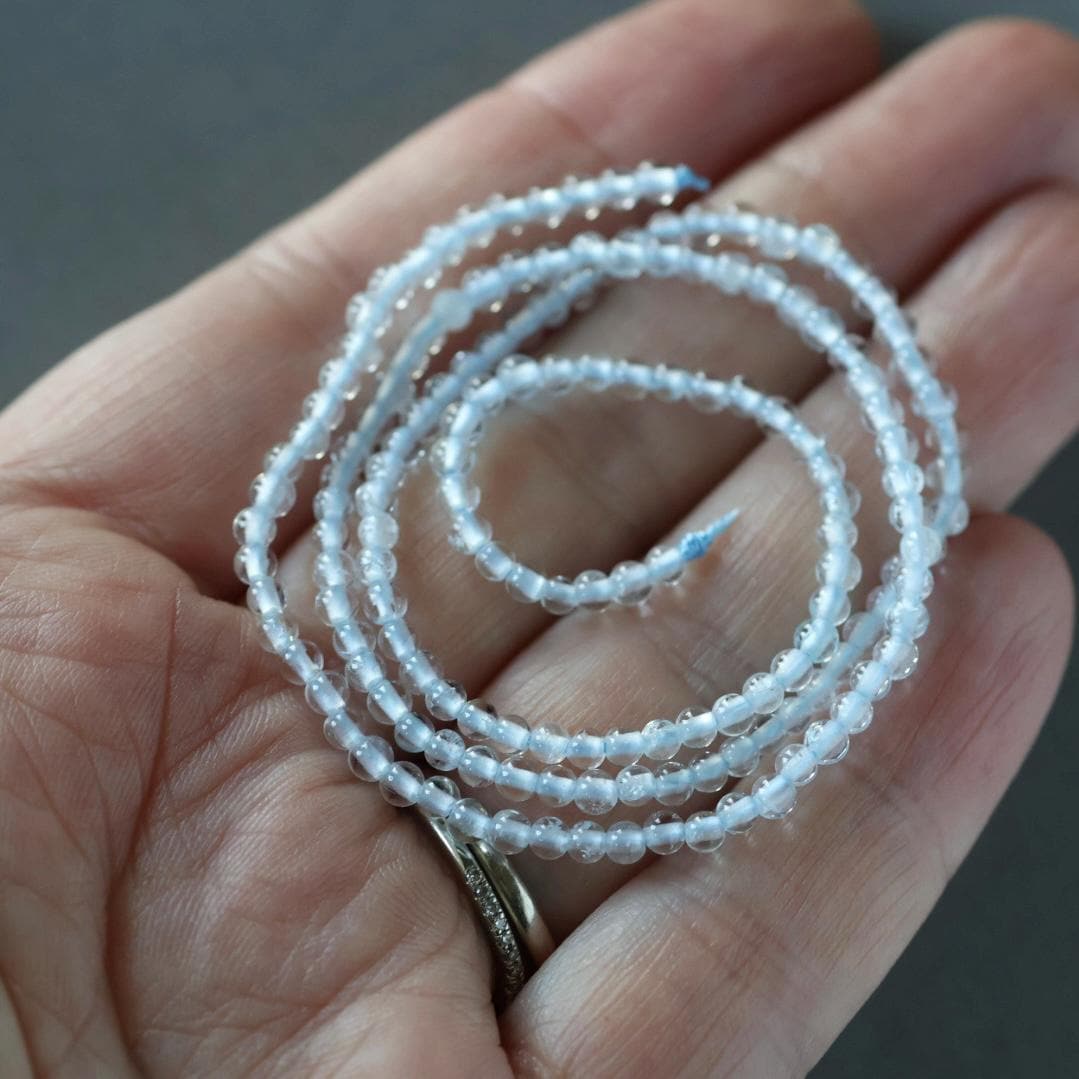 2.5mm White Topaz Beads – Tiny Smooth Round Natural Gemstone 15" Strand