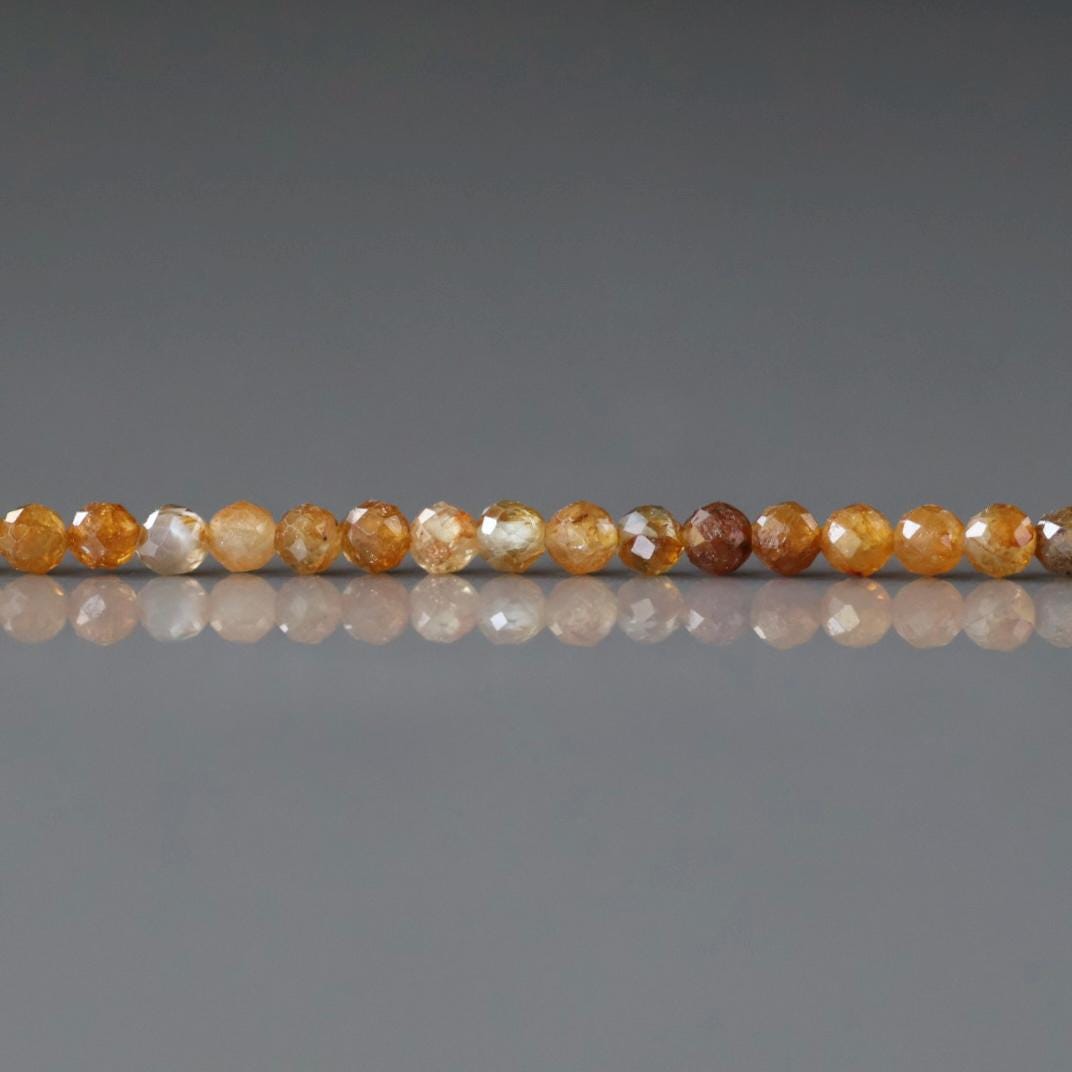 2.5mm Yellow Sapphire Beads - Tiny Faceted Round Natural Gemstone 15" Strand