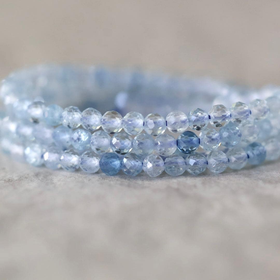 2.6mm AAA Aquamarine Faceted Beads Round 15" Natural Blue Gemstone for DIY Jewelry Making Beading Supplies March Birthstone