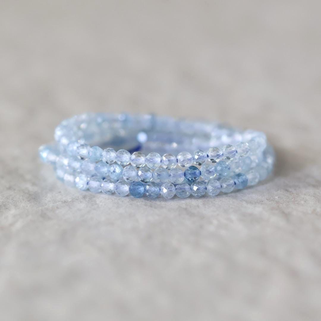 2.6mm AAA Aquamarine Faceted Beads Round 15" Natural Blue Gemstone for DIY Jewelry Making Beading Supplies March Birthstone