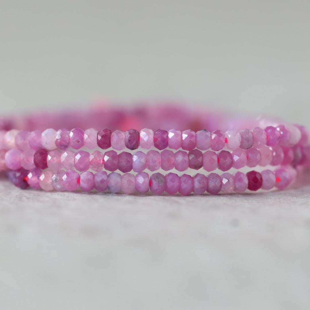 2.7mm AAA Pink Ruby Beads Faceted Rondelle Natural Pink Gemstone for DIY Jewelry Making Supplies July Birthstone