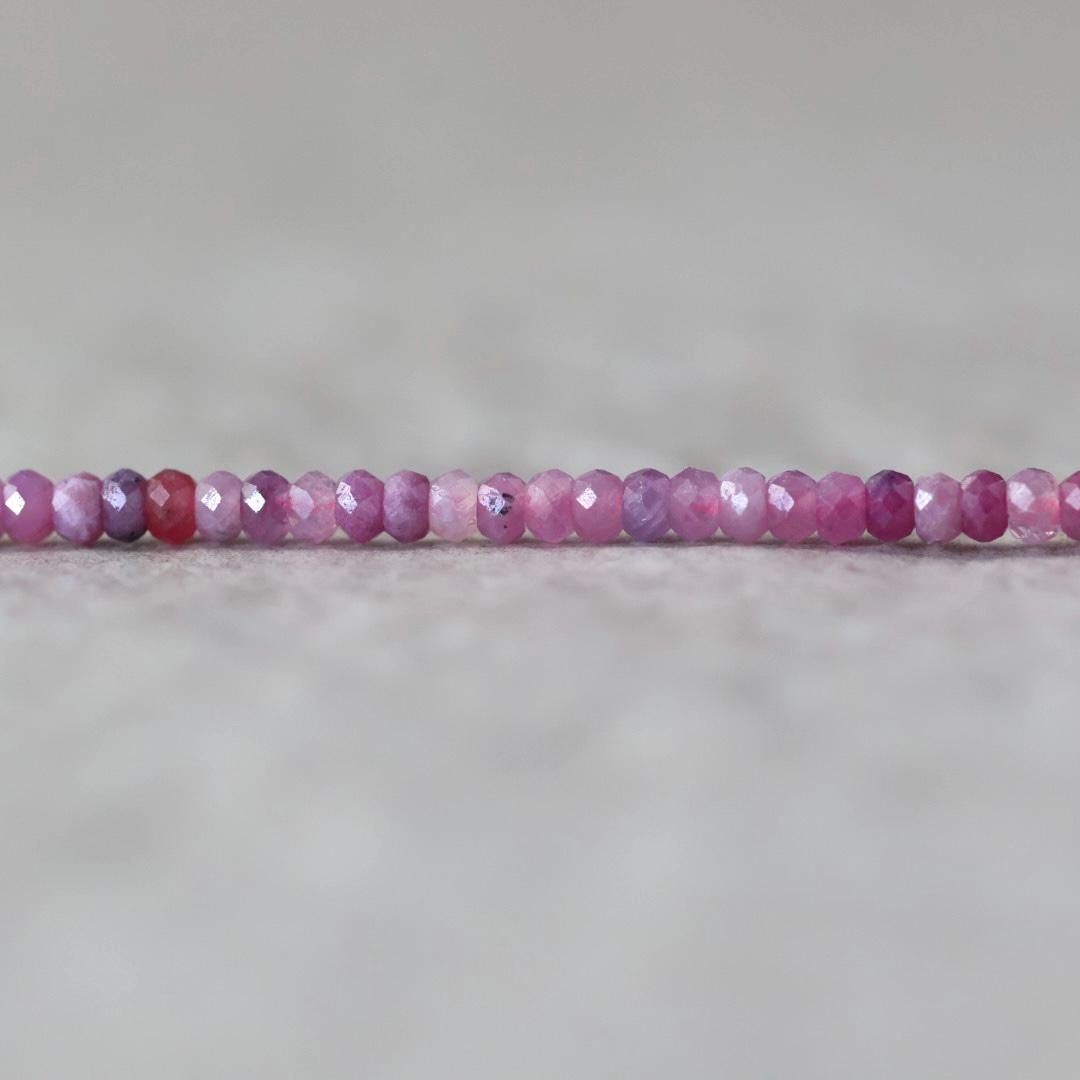2.7mm AAA Pink Ruby Beads Faceted Rondelle Natural Pink Gemstone for DIY Jewelry Making Supplies July Birthstone