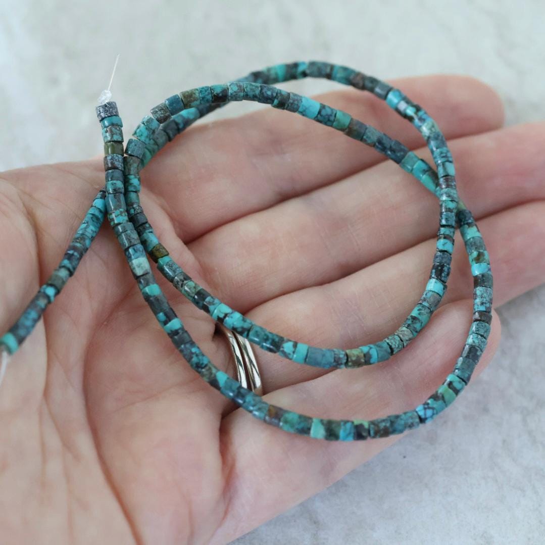 2.8mm 3mm Natural Tibetan Turquoise Tube Beads Smooth 15" Genuine Gemstone for DIY Jewelry Making