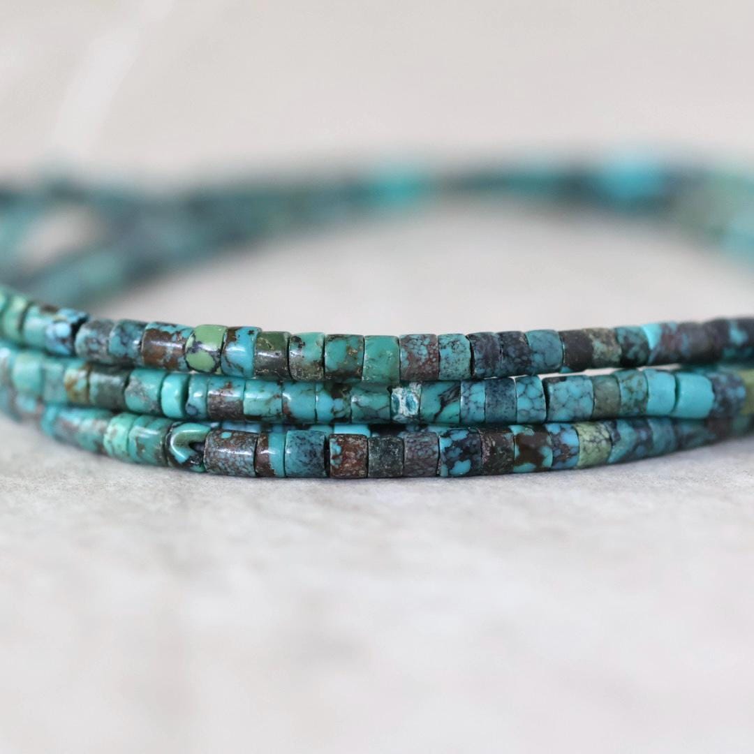 2.8mm 3mm Natural Tibetan Turquoise Tube Beads Smooth 15" Genuine Gemstone for DIY Jewelry Making