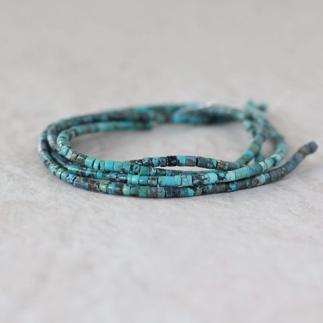 2.8mm 3mm Natural Tibetan Turquoise Tube Beads Smooth 15" Genuine Gemstone for DIY Jewelry Making