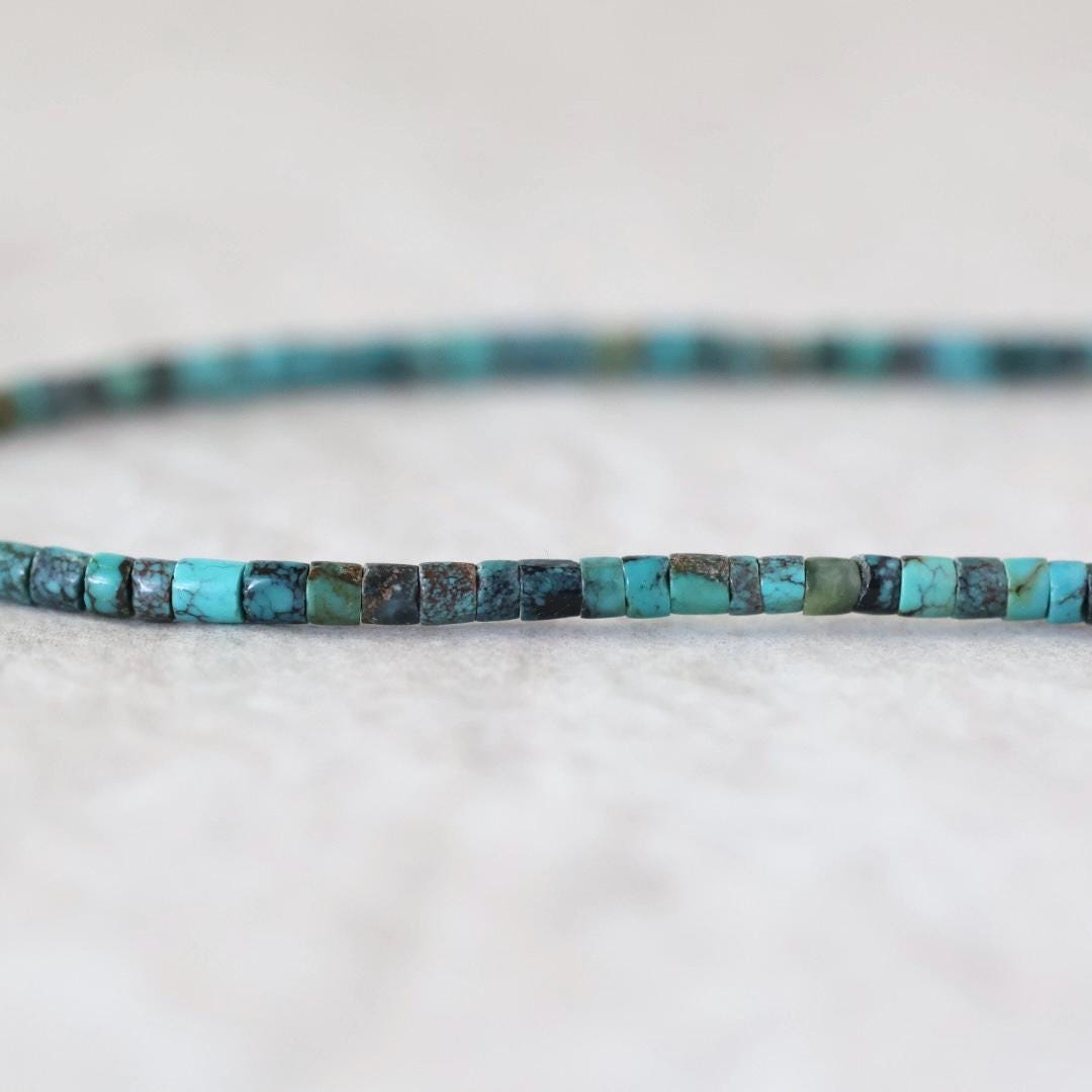 2.8mm 3mm Natural Tibetan Turquoise Tube Beads Smooth 15" Genuine Gemstone for DIY Jewelry Making
