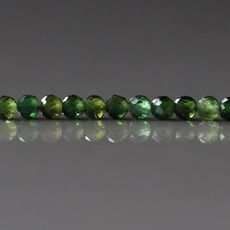 2.5mm AAA Green Tourmaline Micro Faceted Beads 4” Sparkly Gemstone Beads for Jewelry Making Beading Gift Crafter October Birthstone