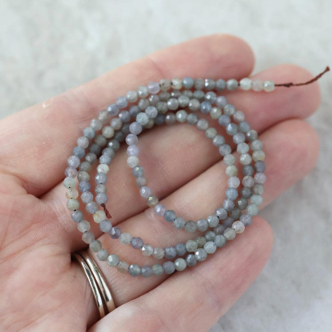 2.8mm Montana Sapphire Beads Faceted 15" Raw Gray Sapphire Genuine Gemstone Beads Jewelry Making Beading Craft Gift September Birthstone