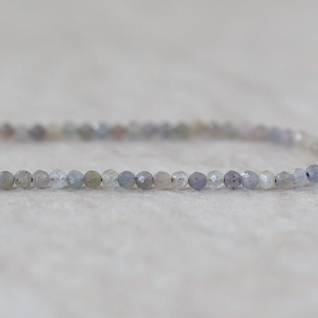 2.8mm Montana Sapphire Beads Faceted 15" Raw Gray Sapphire Genuine Gemstone Beads Jewelry Making Beading Craft Gift September Birthstone
