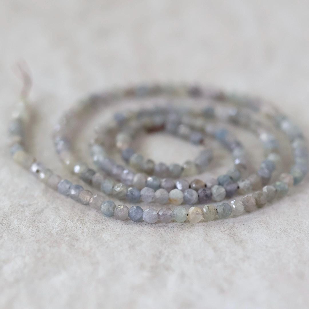2.8mm Montana Sapphire Beads Faceted 15" Raw Gray Sapphire Genuine Gemstone Beads Jewelry Making Beading Craft Gift September Birthstone