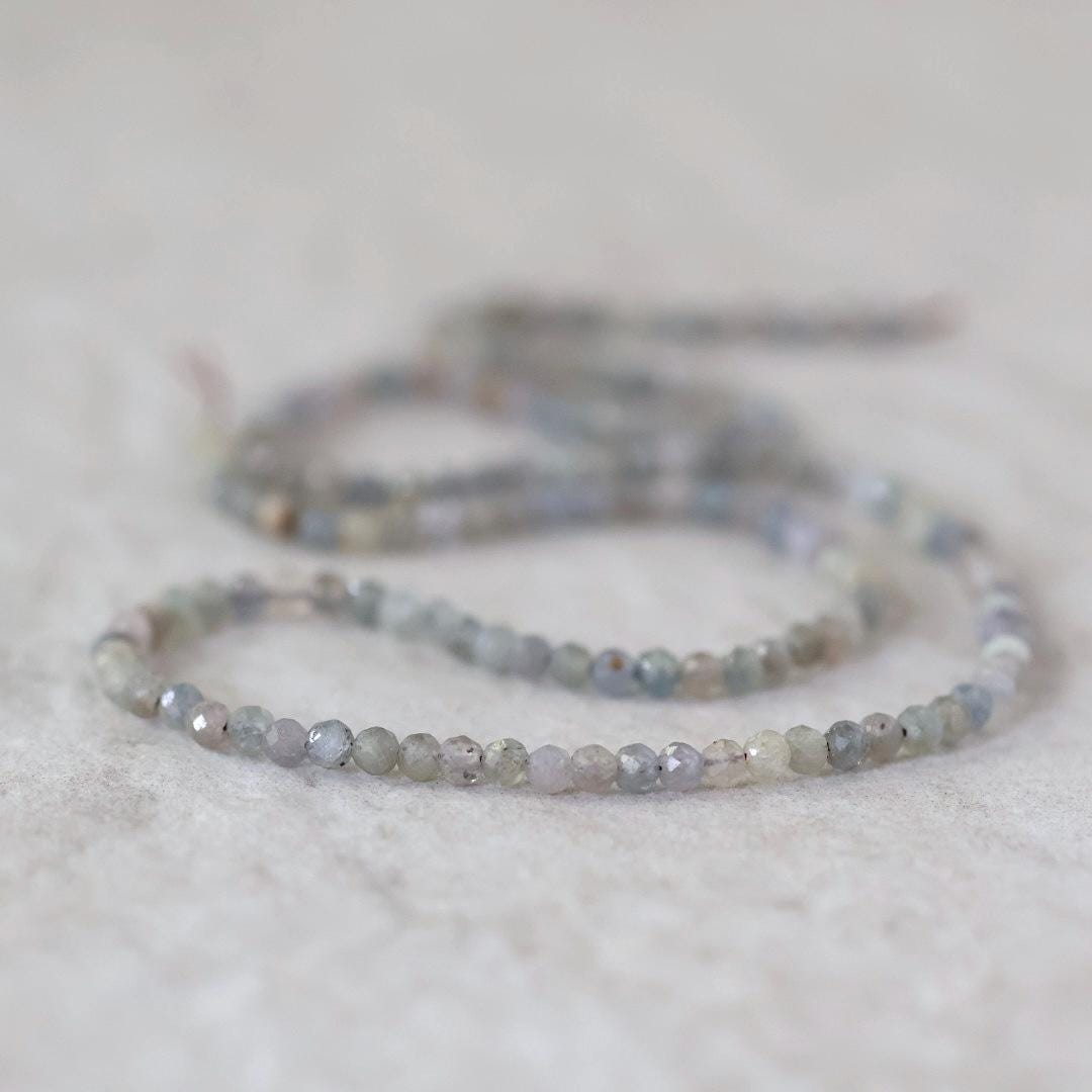 2.8mm Montana Sapphire Beads Faceted 15" Raw Gray Sapphire Genuine Gemstone Beads Jewelry Making Beading Craft Gift September Birthstone
