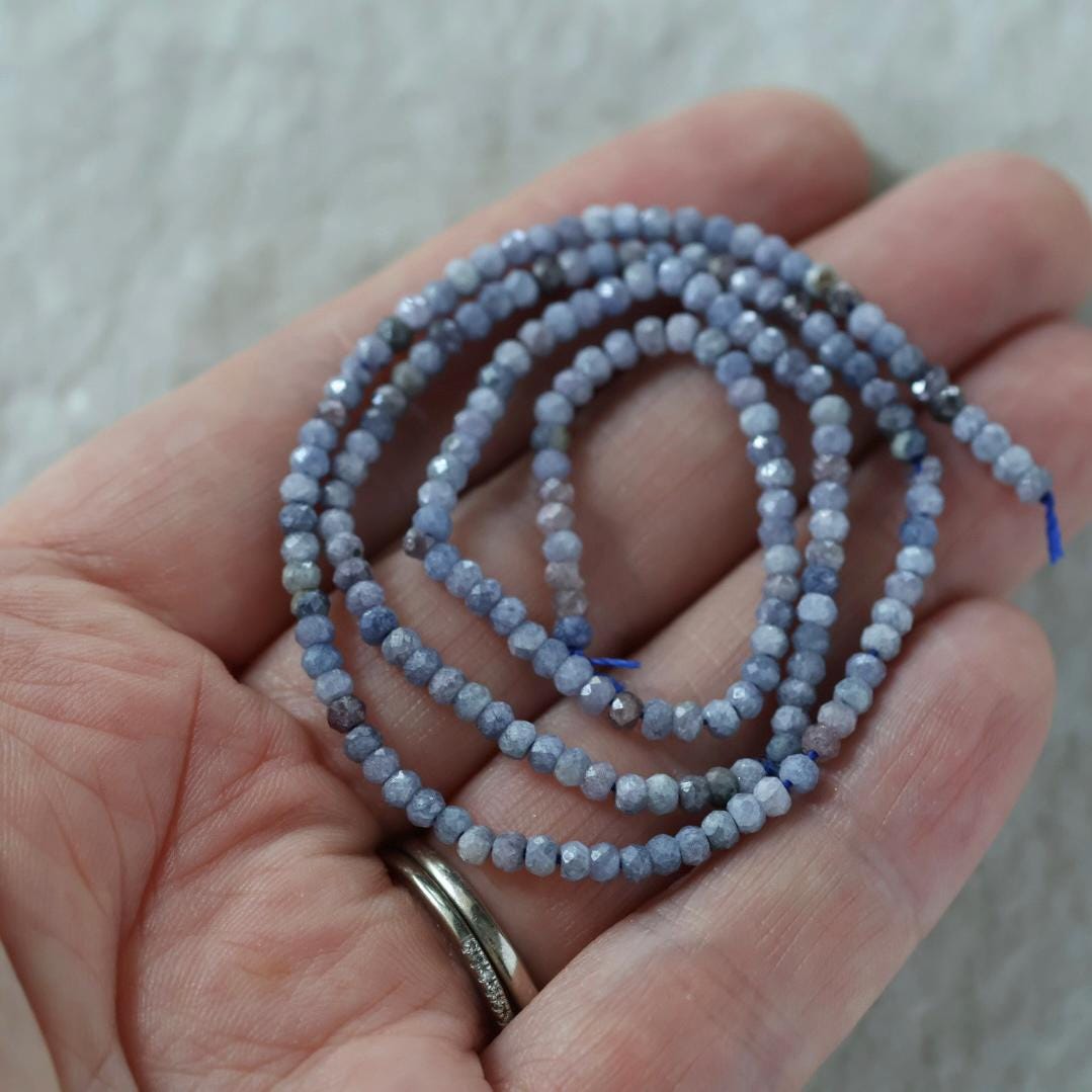 2.8mm Natural Lavender Blue Sapphire Beads Faceted Rondelle Gemstone for DIY Jewelry Making
