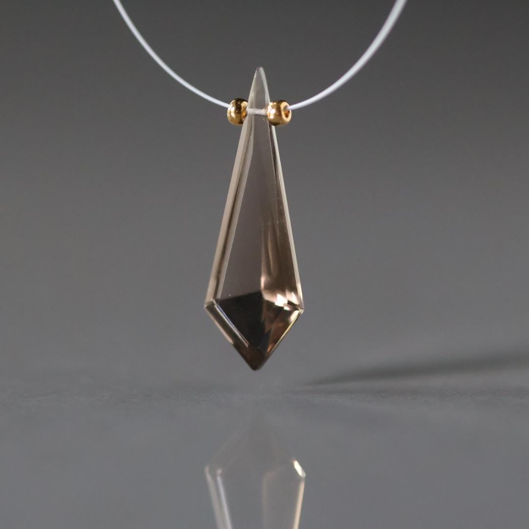 24mm AAA Smoky Quartz Kite Bead Step Cut Briolette Faceted Genuine Bead 1 PC Transparent Brown Gemstone Beads Beading Crafter Gift