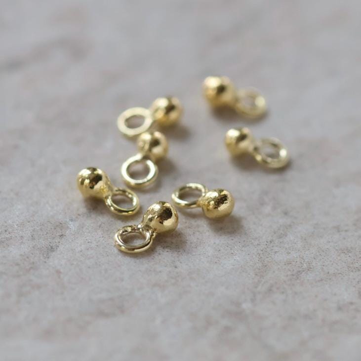 2mm 24k Gold Vermeil Ball Drop Beads 5 Pcs Pendant Charms Spacers Ball with Hoop for DIY Jewelry Making