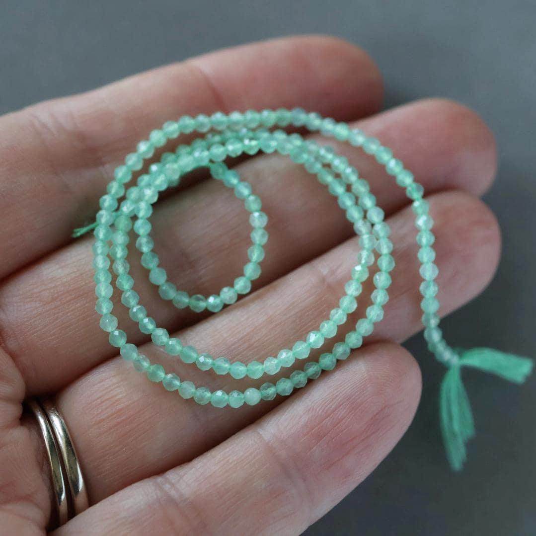 2mm AAA Australian Chrysoprase Beads - Tiny Faceted Round Natural Gemstone 13" Strand