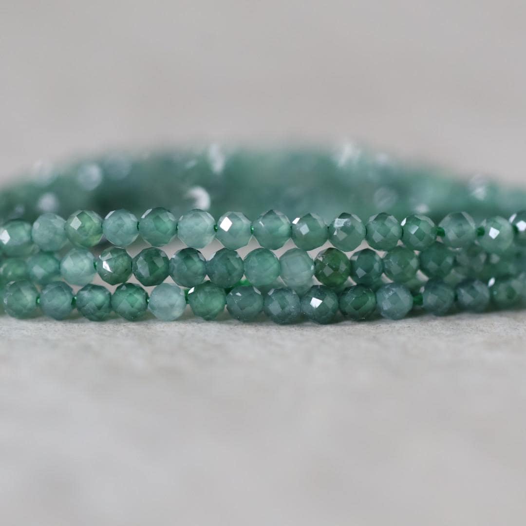 2mm Guatemala Jade Beads - Tiny Faceted Round Natural Gemstone 15" Strand