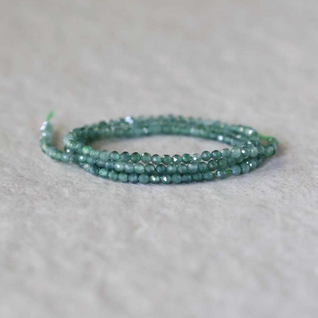 2mm Guatemala Jade Beads - Tiny Faceted Round Natural Gemstone 15" Strand