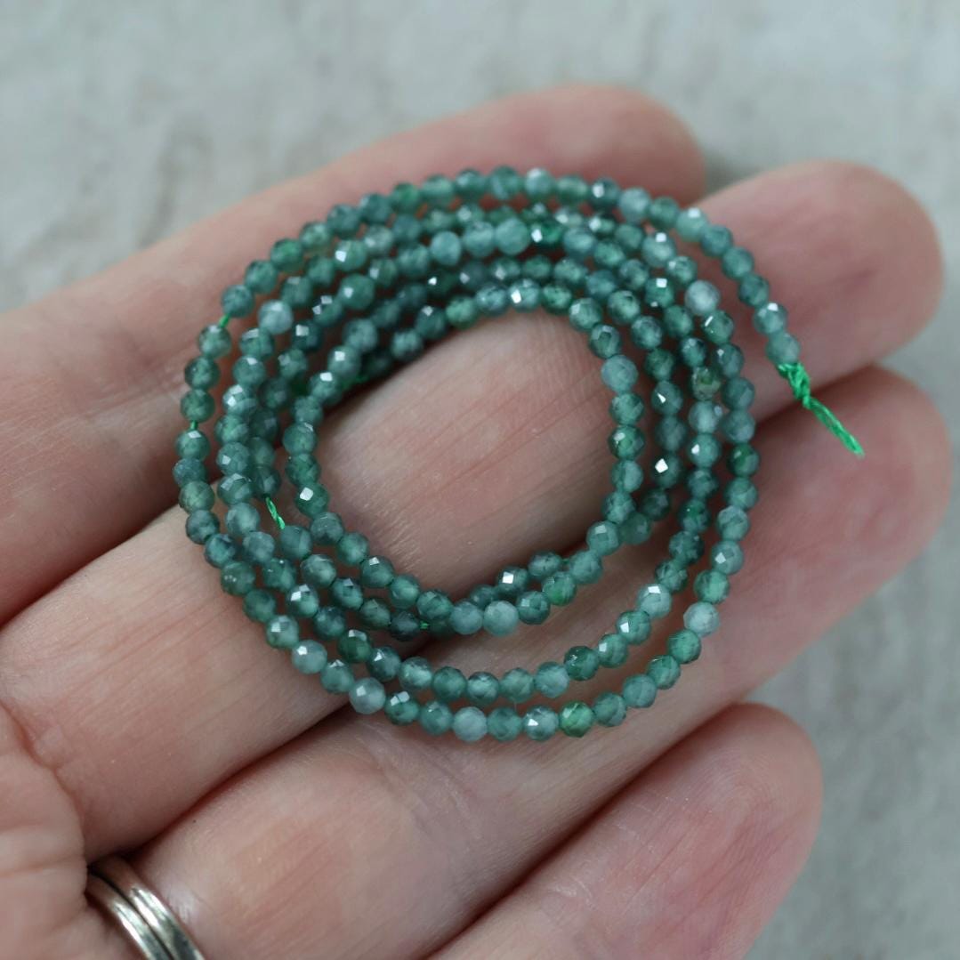 2mm Guatemala Jade Beads - Tiny Faceted Round Natural Gemstone 15" Strand