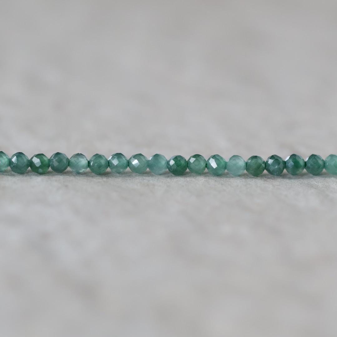 2mm Guatemala Jade Beads - Tiny Faceted Round Natural Gemstone 15" Strand
