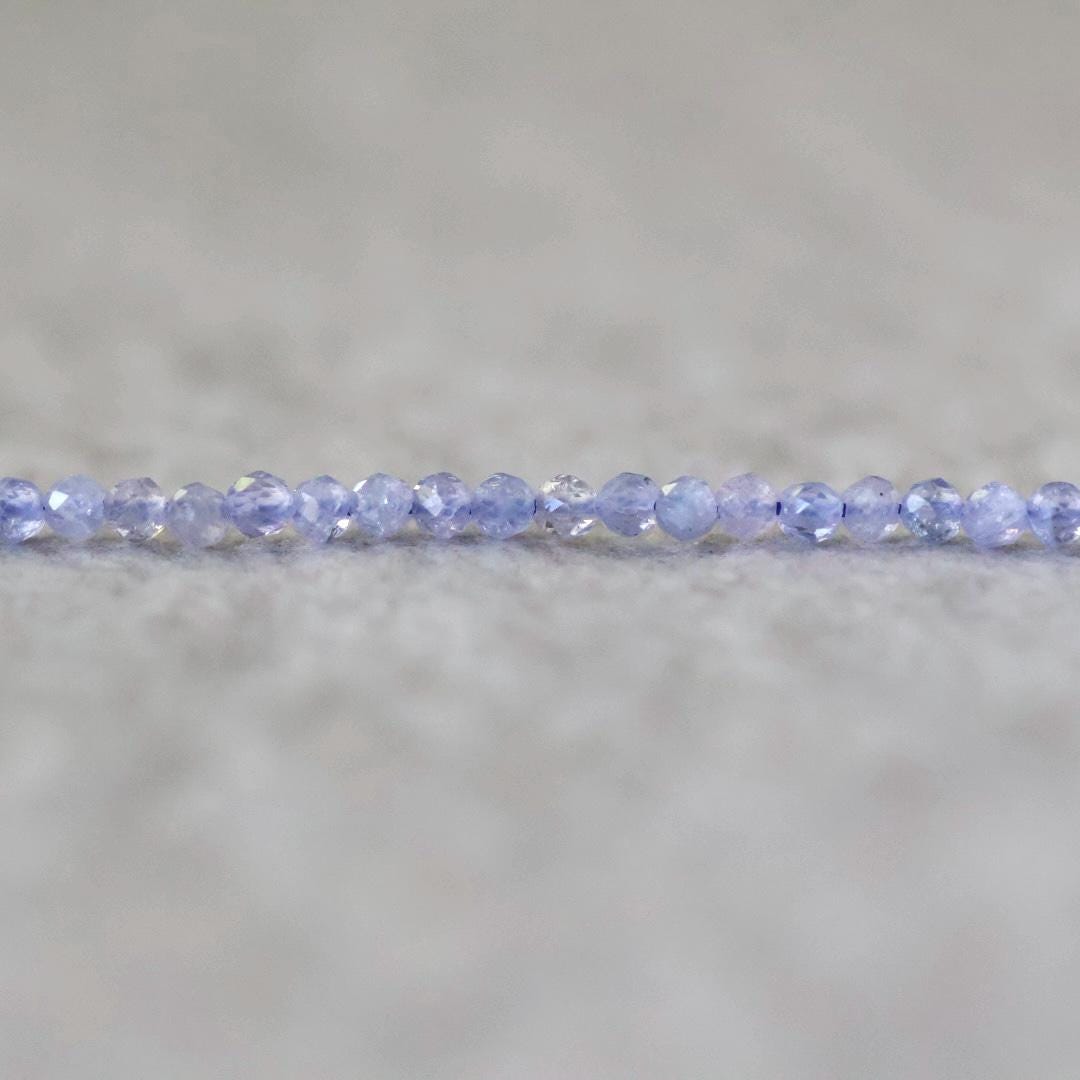 2mm AAA Tanzanite Faceted Round Beads 15" - Tiny Natural Gemstone