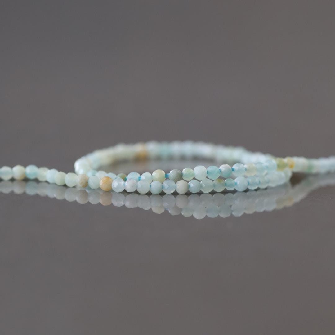 2mm Amazonite Beads – Tiny Faceted Round Natural Gemstone 15" Strand