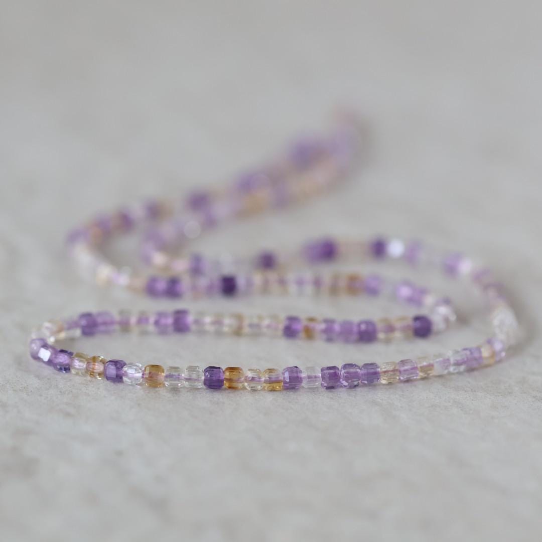 2mm Ametrine Cube Beads Faceted Natural Gemstone for DIY Jewelry Making Beading Amethyst Citrine