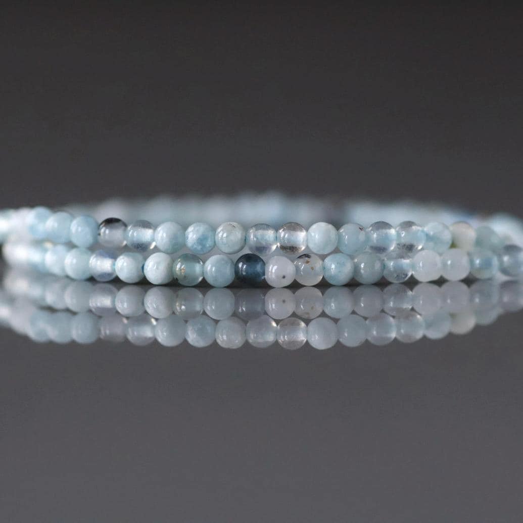 2mm Aquamarine Beads – Tiny Smooth Round Natural Gemstone 15" Strand