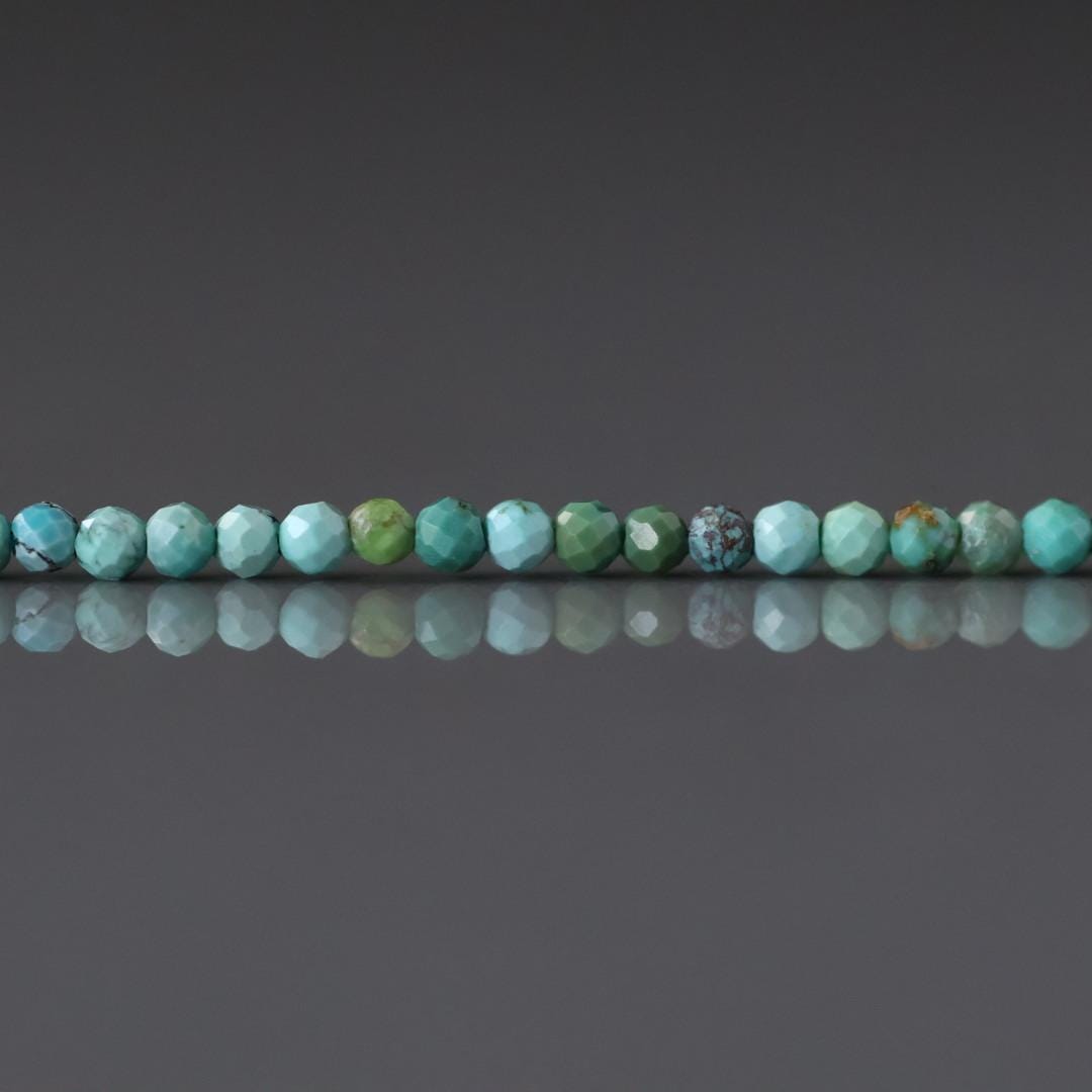 2mm Arizona Turquoise Beads – Tiny Faceted Round Natural Gemstone 15" Strand